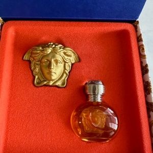 Versace Collective Medusa Brooch Pin+Miniature Perfume Blonde EDT-SET New in box